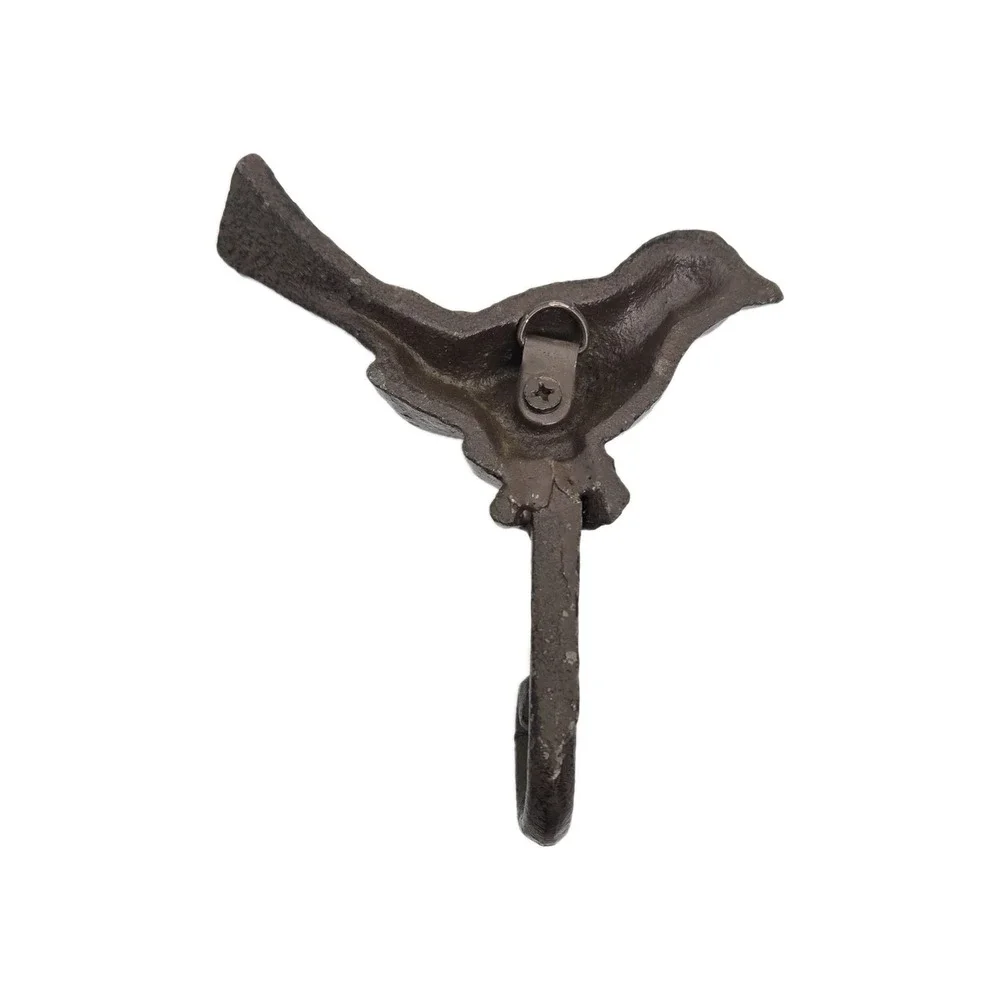 Bird Wall Hook Cast Iron Key Towel Coat Hanger Rustic‎ Farmhouse Decor Dk Brown